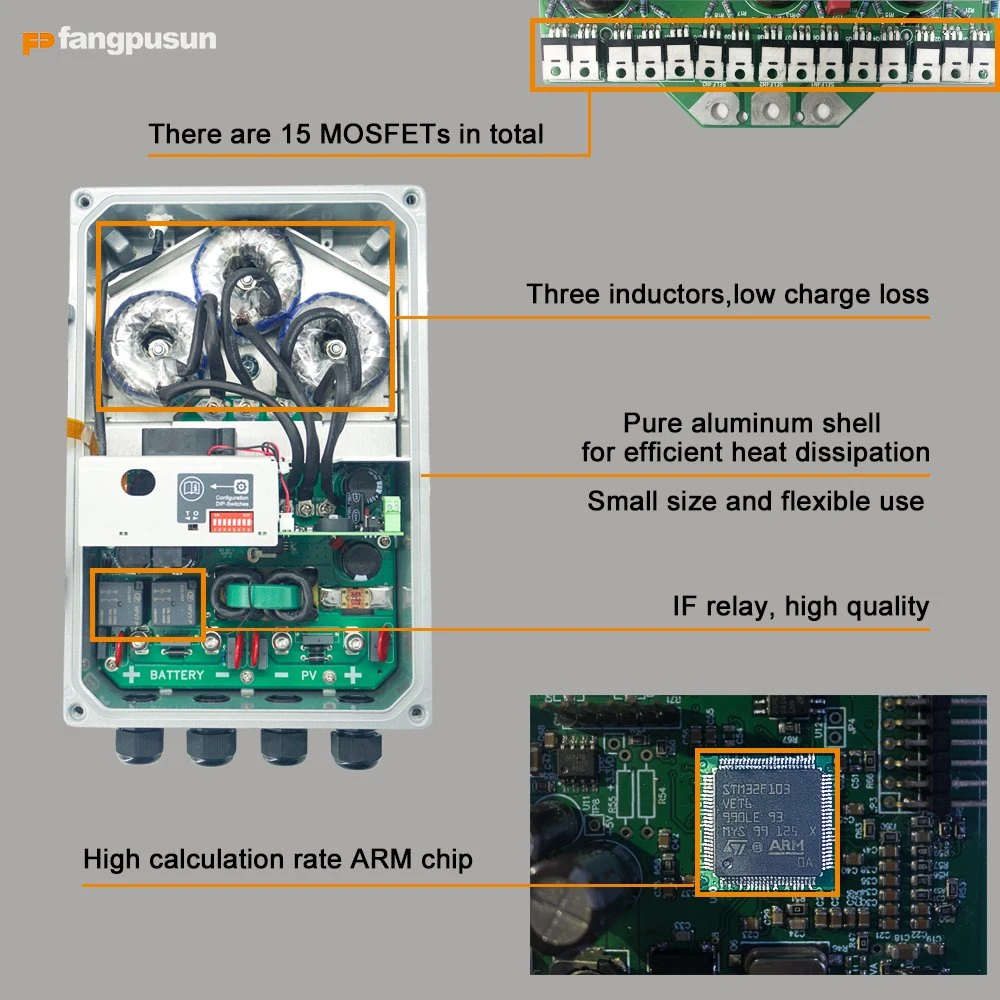 2022 New Design IP54 Vt-80 MPPT Solar Charge Controller 80A 12V 24V 48V with Fans