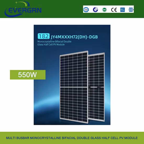 Hjt Topcon Tipo N Vidro duplo transparente bifacial 535W 540W 545W 550W 555W Painel solar fotovoltaico